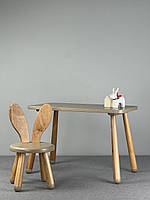 Прямоугольный столик "Монтессори" и стульчик "Банни" из дерева