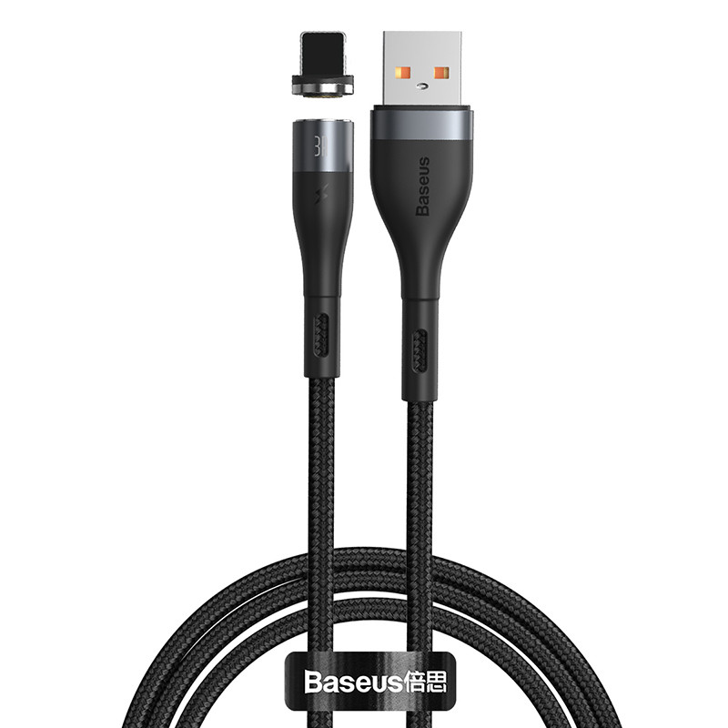 Кабель Baseus Zinc Magnetic USB 2.0 to Lightning 2.4A 1M Чорний (CALXC-KG1)