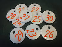 Номерки для ключей круглые 35 мм с гравировкой цифр