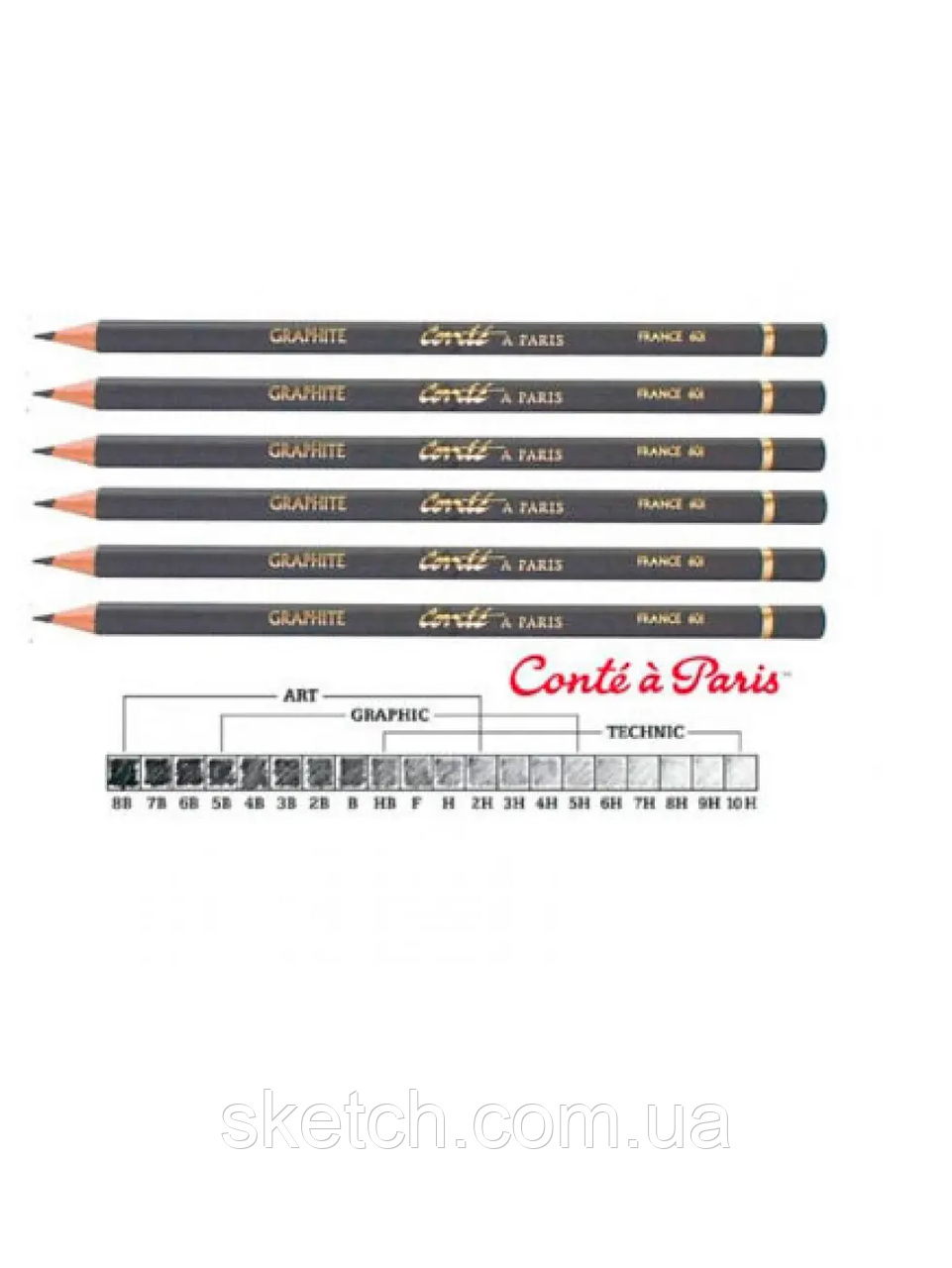 Вугільний олівець Conte Black lead pencil, Graphite, 3B, фото 1