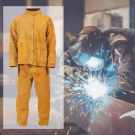 Замшевий костюм зварника jan-702025 xl xxl для роботи вогнестійкий від іскор і бризок розплавленого металу BF