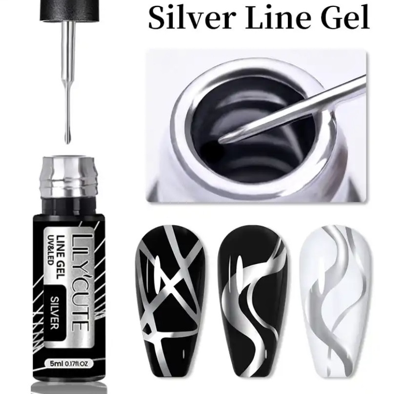 Гель-фарба рідкий метал Lilicute 5 мл, срібло