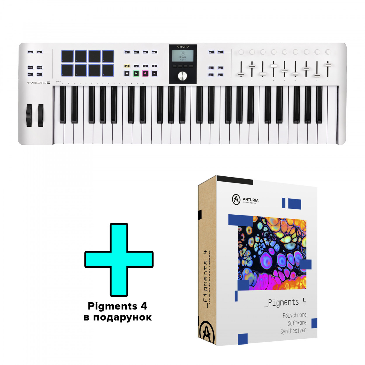 MIDI-клавіатура Arturia KeyLab Essential 49 mk3 (White) + Arturia Pigments (49 клавіш)