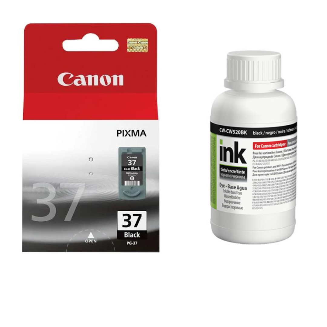 Картридж Canon PG-37 (2145B005) + Чорнило Colorway CW520BK02 Black 200мл