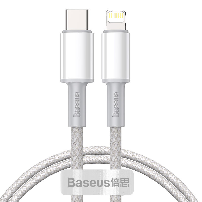 Кабель Baseus High Density Braided Type-C to Lightning PD 20W 1M Білий (CATLGD-02)