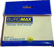 Блок паперу для нотаток Buromax PASTEL 76x127 мм 100 арк. жовтий 2314