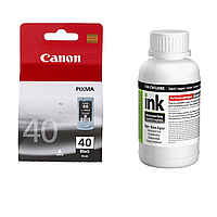 Картридж Canon PG-40 Black (0615B025) + Чорнило Colorway CW520BK02 Black 200мл