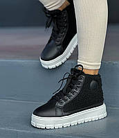 Женские зимние ботинки, утепленные, Текстиль Барашек, черные