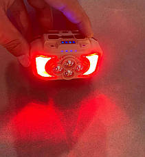 Ліхтар налобний з червоним та білим світлом акумуляторний HX-815S із сенсорним датчиком руху Type-C 18650, фото 2