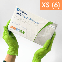 Перчатки нитриловые (размер XS) зеленые 3,5г/м² Medicom SafeTouch, 100 шт