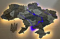 Карта Украины с подсветкой рек деревянная в подарок Liberty 90х60 см L - 150*100 см