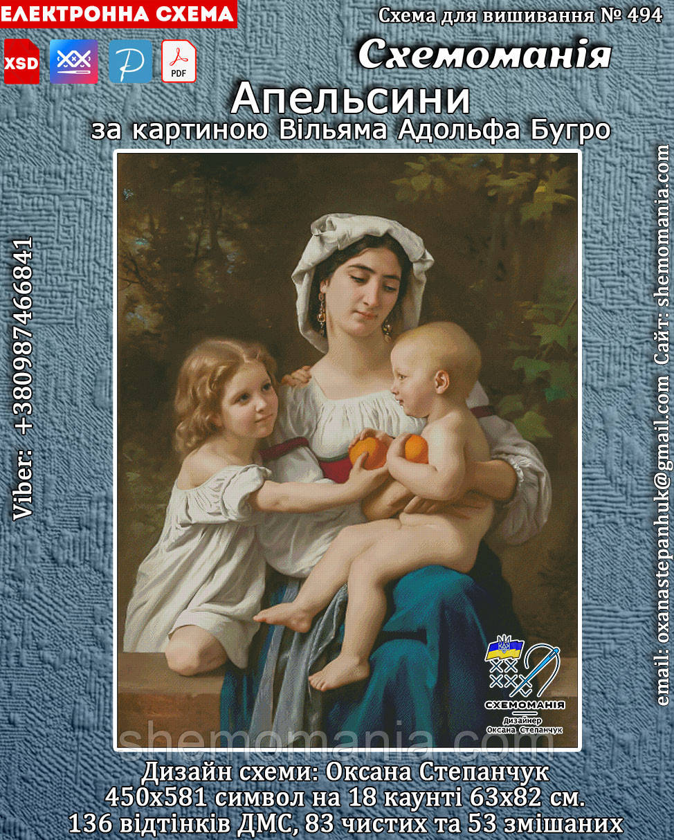(Електронна) Схема для вишивки хрестом або петитом: "Апельсини"