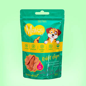 Ласощі для собак Mavsy чіпси з кроліка | Mavsy Dried Rabbit Chip 100 грам