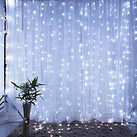 Новогодняя гирлянда-штора "Лучи росы" 2м*2м (свет белый) красивое праздничное освещение интерьера М-39