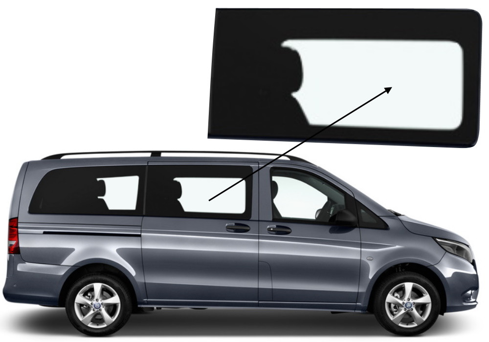 Бічне скло Mercedes Vito 2014-2019 салону переднє праве, фото 1
