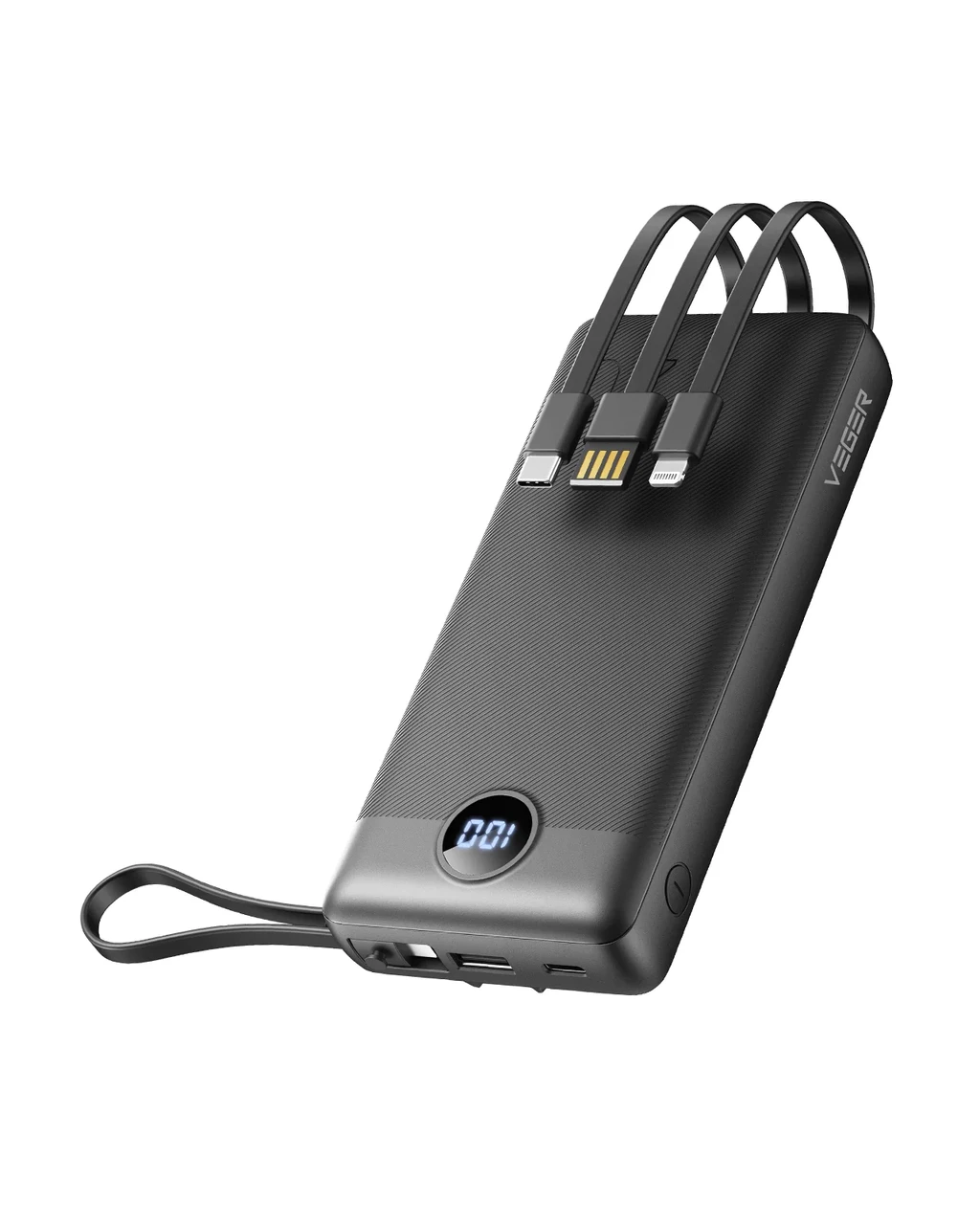 Павербанк Veger с20 20000mAh з вбудованими кабелями