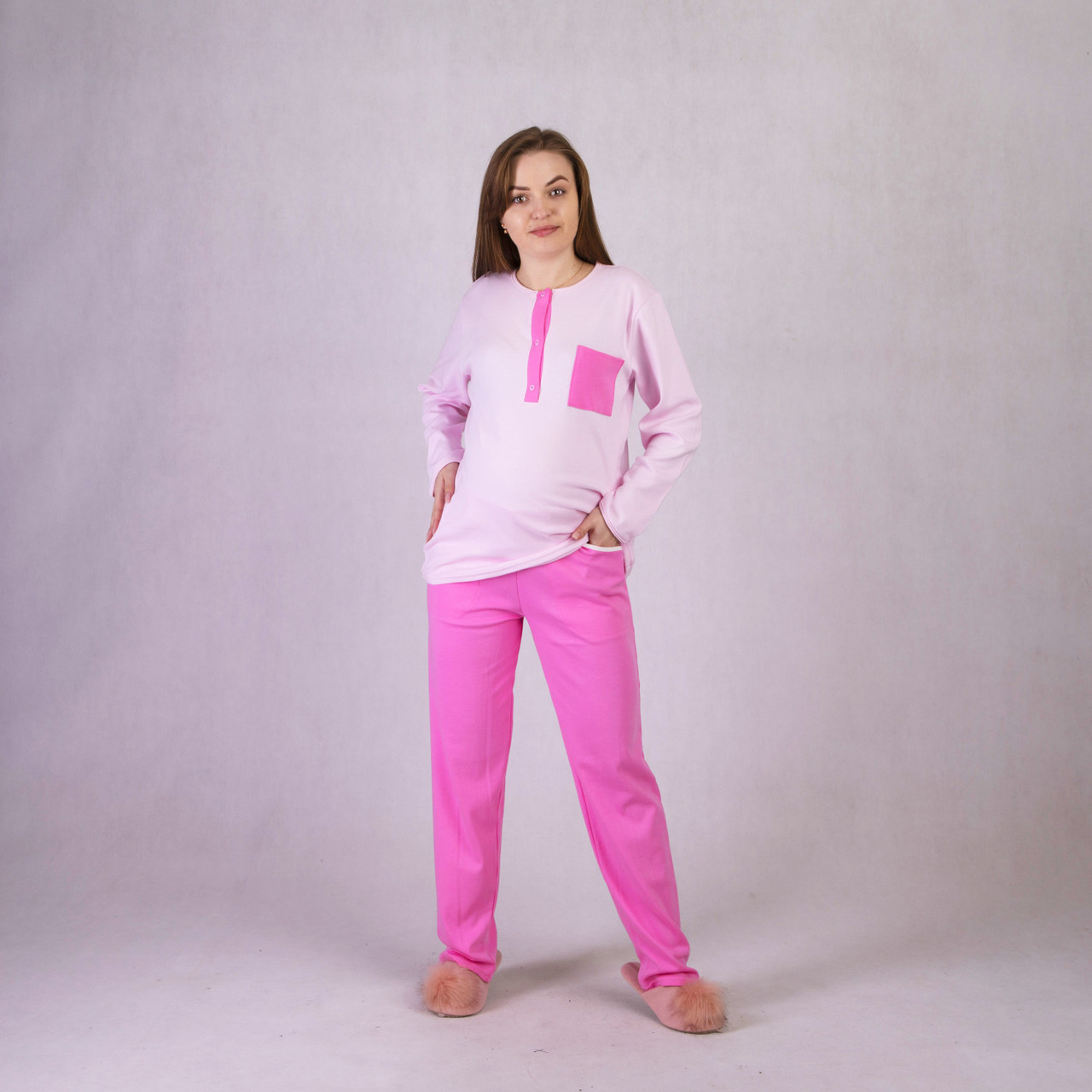 Піжама жіноча для вагітних кофта зі штанами рожева 44-58 р.