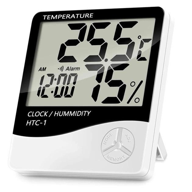 Цифровой термометр гигрометр часы будильник LCD 3 в 1 HTC-1 + батарейка - фото 3 - id-p402578329