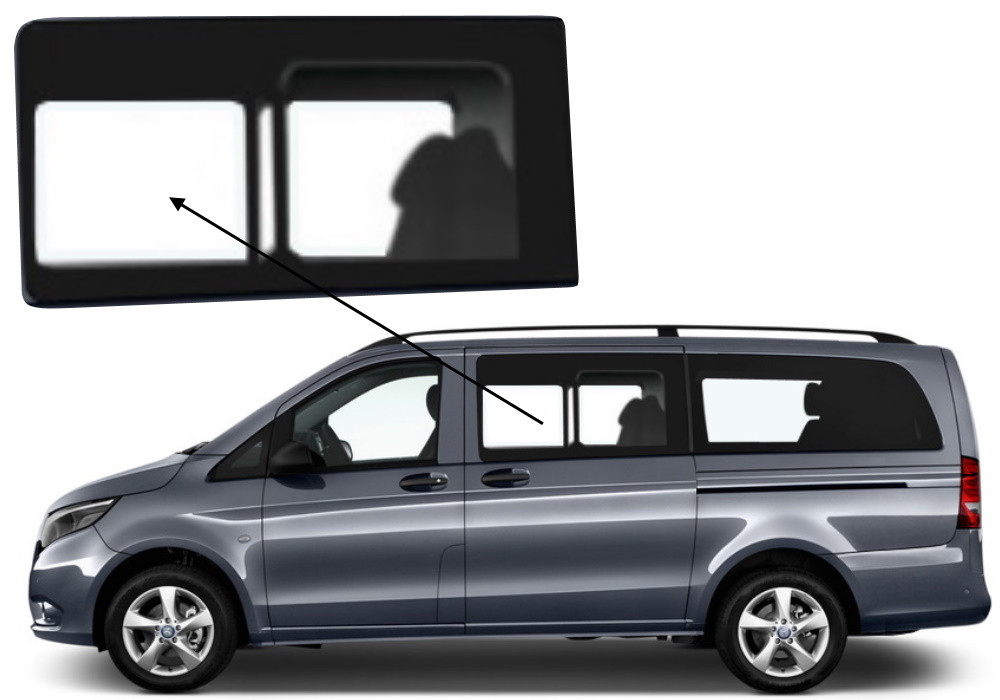 Бічне скло Mercedes Viano 2014-2023 з кватиркою салону переднє ліве, фото 1