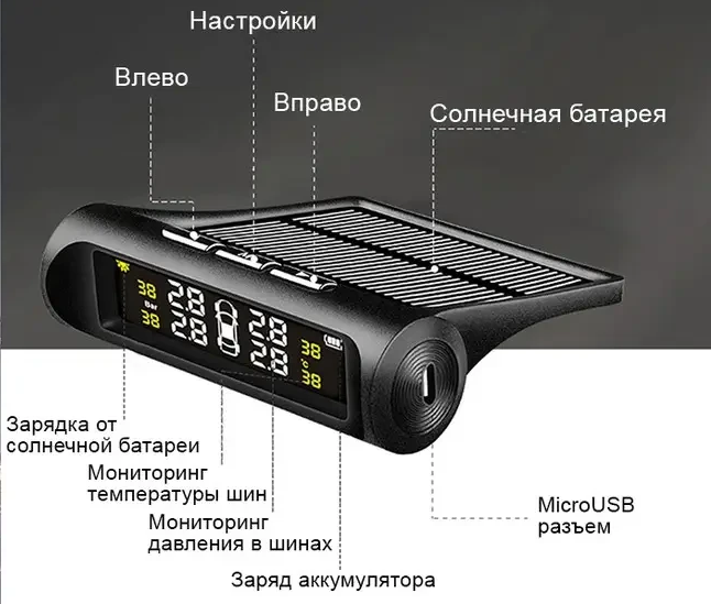 Монитор давления в шинах от прикуривателя, tpms система контроля с внешними датчиками и функцией антикражи - фото 10 - id-p2005751202