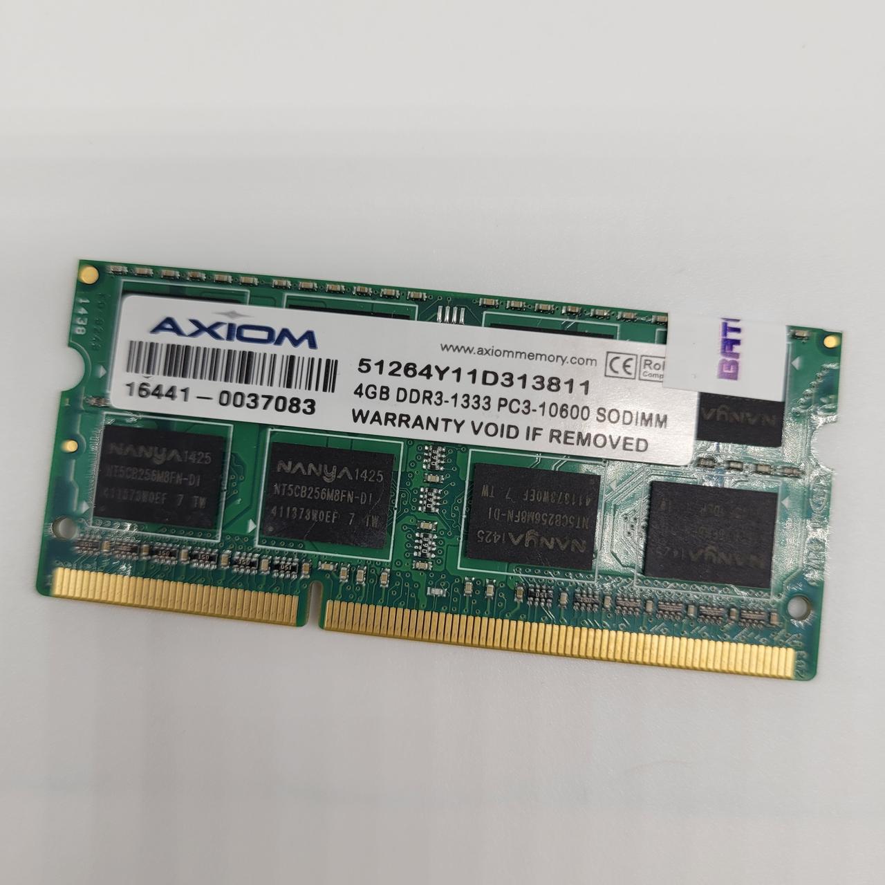 Оперативна пам'ять для ноутбука Axiom SODIMM DDR3 4Gb 1333MHz 10600s 2R8 CL9 (51264Y11D313811) Б/В
