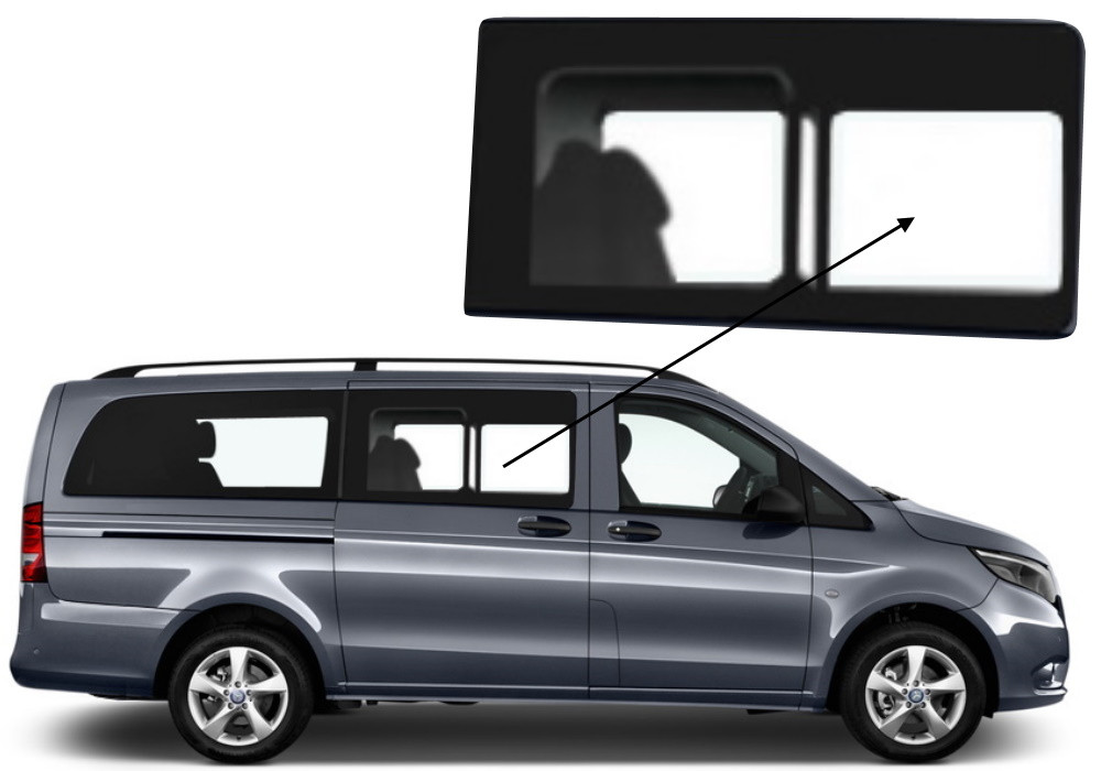 Бічне скло Mercedes Vito 2014-2023 з кватиркою салону переднє праве, фото 1