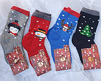 Детские махровые носочки с новогодней тематикой. Турция