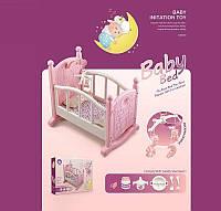 Ліжечко для ляльок Baby Bed (двоповерхова, 50х38х50, мобіль, посуд, пустушка) W 6909 B