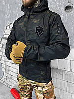 Тактическая куртка осень-зима, куртка армейская черный-мультикам, тактическая куртка softshell зсу vb507