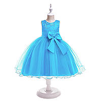 Рост 130 Детское нарядное голубое платье на праздник для девочки/ Праздничные платья с фатиновой юбкой детям