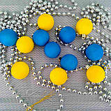 Набір новорічних іграшок патріотичних 16 шт 4 см | прикраси ялинкові блакитно жовті | новорічні іграшки |, фото 4