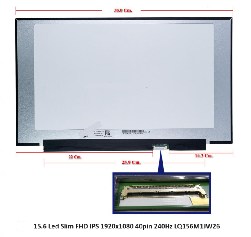 Матриця для ноутбука 15.6 Led Slim FHD IPS 1920x1080 40pin 240Hz edp БЕЗ Вух (SHARP LQ156M1JW26) новий