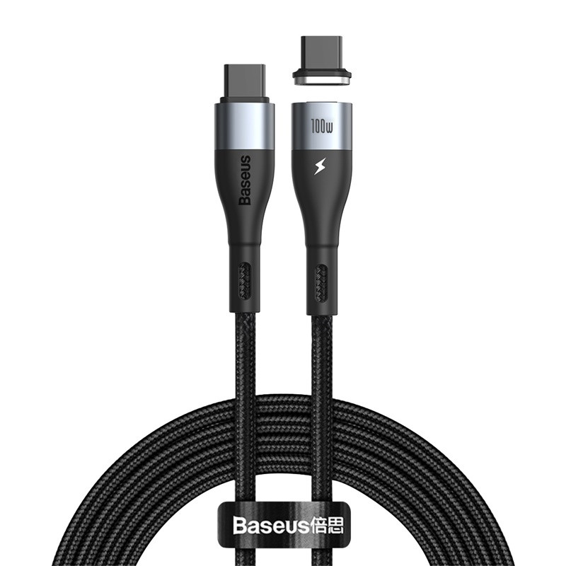 Кабель Baseus Zinc Magnetic Type-C to Type-C PD2.0 100W 1.5M Чорний (CATXC-Q01)