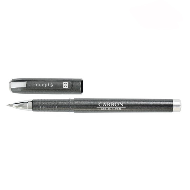 Ручка гелева чорна 0,5 мм, Optima Carbon O15628-01