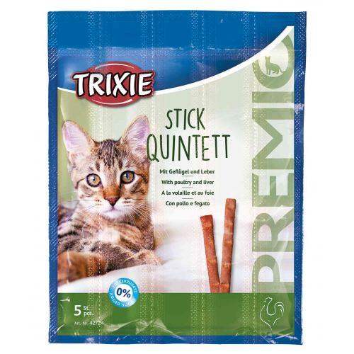 Ласощі для котів Trixie (Тріксі) Premio Quadro-Sticks жувальні палички з домашньою птицею та печінкою 5 шт