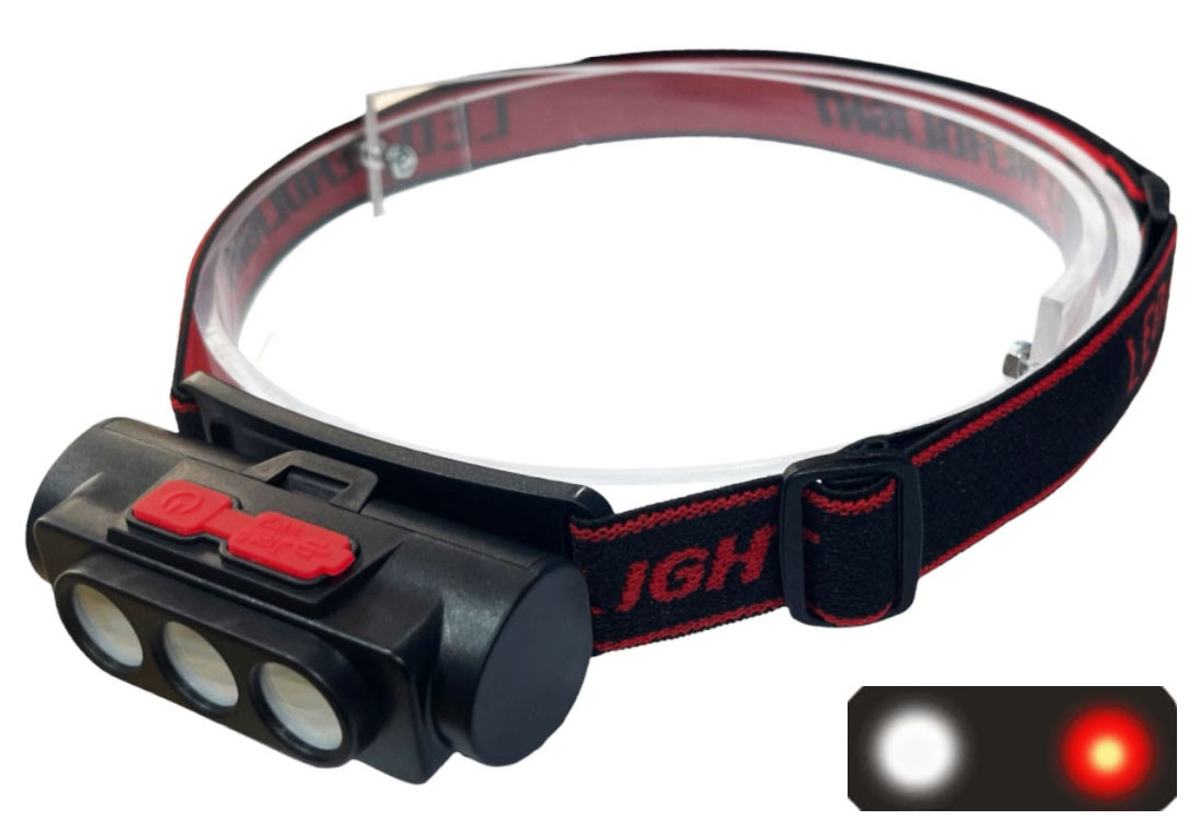 Ліхтар налобний з червоним і білим світлом акумуляторний BL-2119C Type-C 18650 COB, фото 1