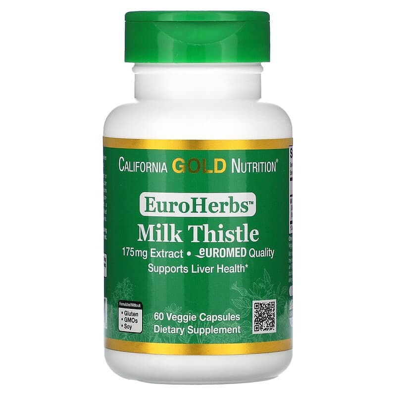 Екстракт розторопші California GOLD Nutrition, EuroHerbs "Milk Thistle" 175 мг (60 капсул)
