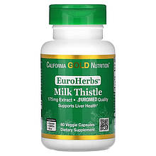 Екстракт розторопші California GOLD Nutrition, EuroHerbs "Milk Thistle" 175 мг (60 капсул)