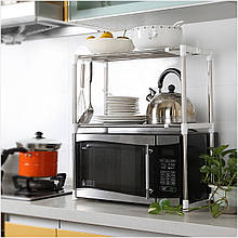 Кухонний органайзер, універсальний стелаж для мікрохвильовки з полками для посуду і спецій, полиця для ванної та робочого столу