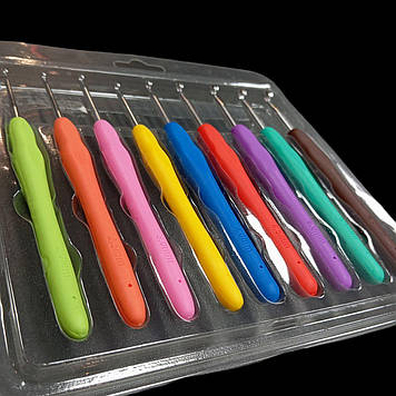 Набір гачків для в'язання з силіконовою ручкою від 2,0 до 6,0 мм, 9 шт.