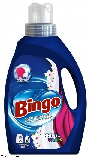 Рідкий засіб для прання Bingo 1200 мл Whites&Colors