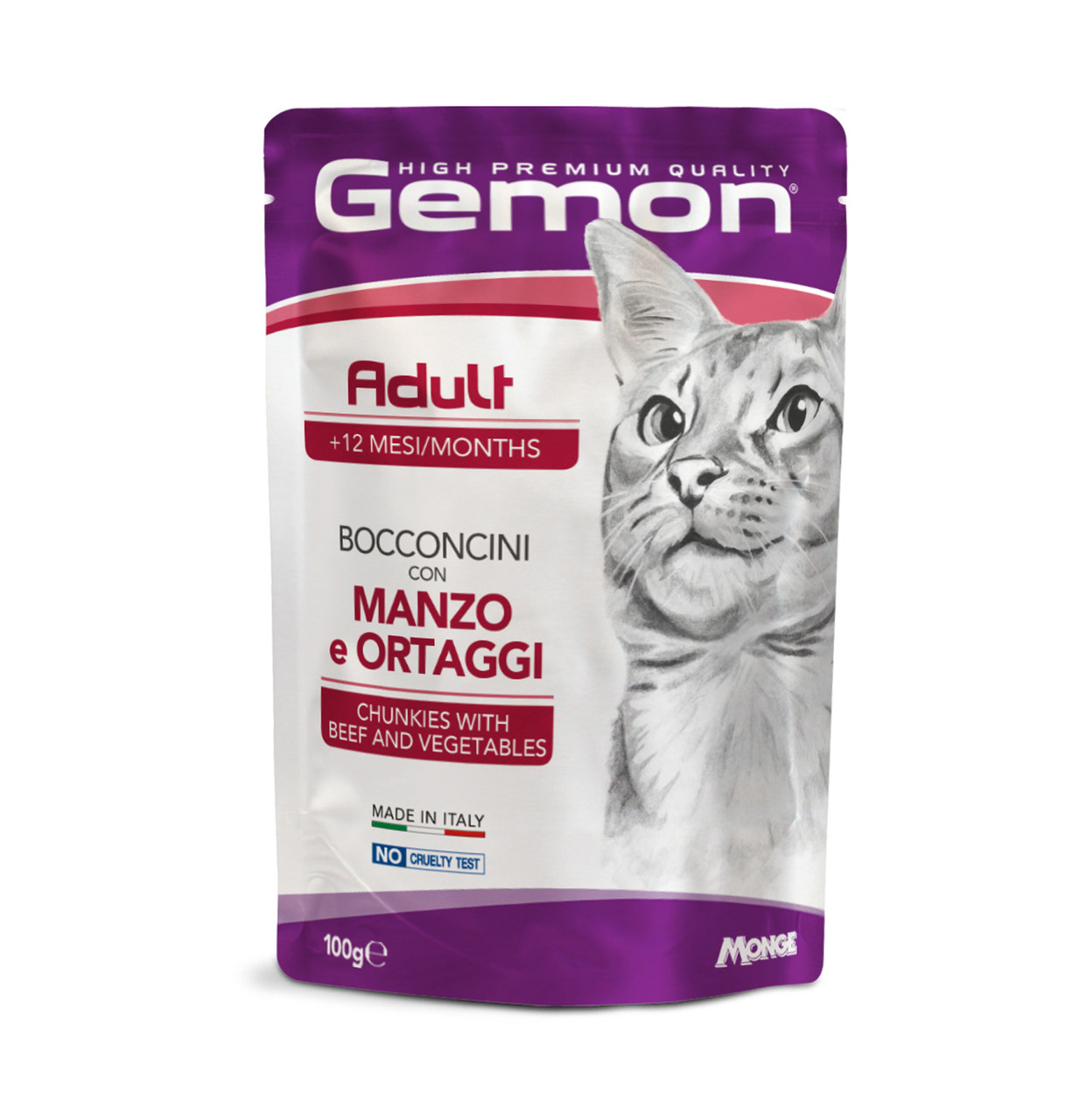 GEMON Cat Adult шматочки з яловичиною та овочами