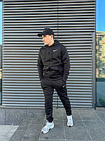Мужской зимний спортивный костюм Nike черный на змейке с капюшоном Комплект Найк на флисе теплый M (Bon)