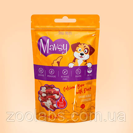 Ласощі для собак Mavsy качина ніжка з кальцієм | Mavsy Calcium Bone With Duck 100 грам, фото 2