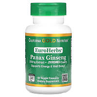 Экстракт женьшеня California GOLD Nutrition, EuroHerbs "Panax Ginseng Extract" 250 мг (60 капсул)