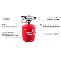 Баллон газовый 8 л пропановый с Горелкой Туристический Кемпинговый, газовый баллон с конфоркой