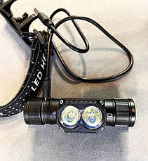 Ліхтар налобний акумуляторний SY-5842 ліхтарик на голову Type-C 18650 2LED, фото 5