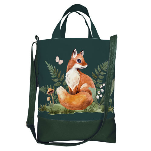 Сумка міська City Лисиця на зеленому фоні 34x40 см (SCB_23S007_TZE), фото 1