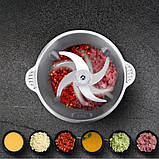 Кухонний подрібнювач 850 Вт з металевою чашею на 1.7 л універсальний чоппер харчовий, фото 8