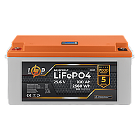 Акумулятор LP LiFePO4 24V (25,6V) - 100 Ah (2560Wh) (BMS 200/100А) пластик LCD